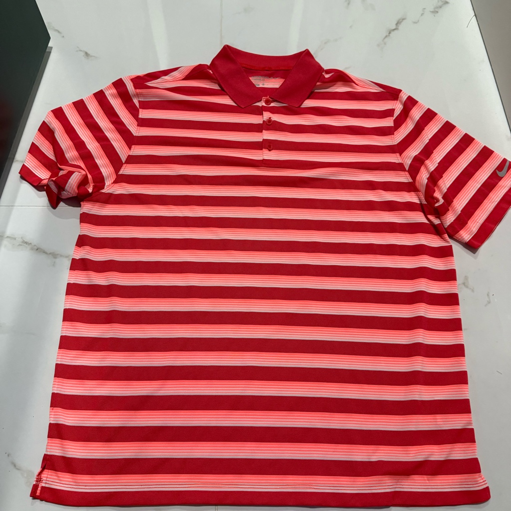 Nike Golf Polo Shirt Red Striped Mens Xl